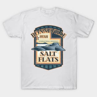 Bonneville Salt Flats International Speedway Vintage Retro Style Illustration T-Shirt